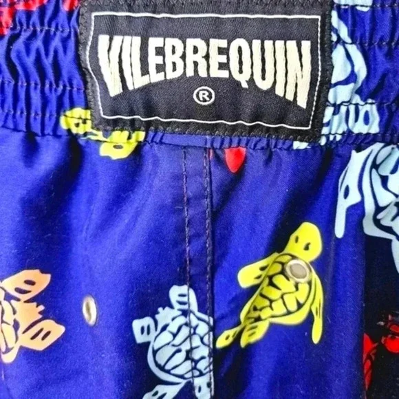 Vilbrequin Blue Colorful Turtle Print Swim Trunks Board Shorts